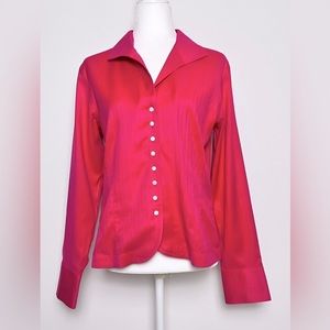 Talbot's Pink Herringbone Wrinkle Resistant Stretch Button Down Shirt Size 12